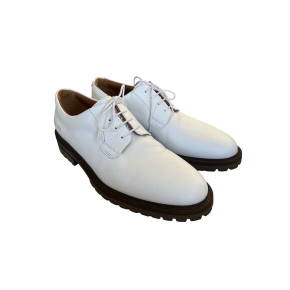 Common Projects - Men's Plain Toe Derby Shoes in White & Black - Picture 1 of 10